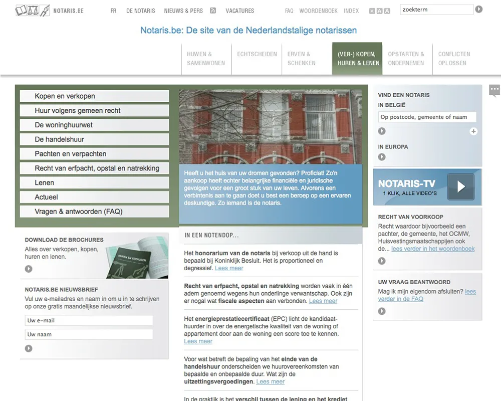 Dhover portfolio :: websites notaris.be en notaire.be voor KFBN-Fednot 