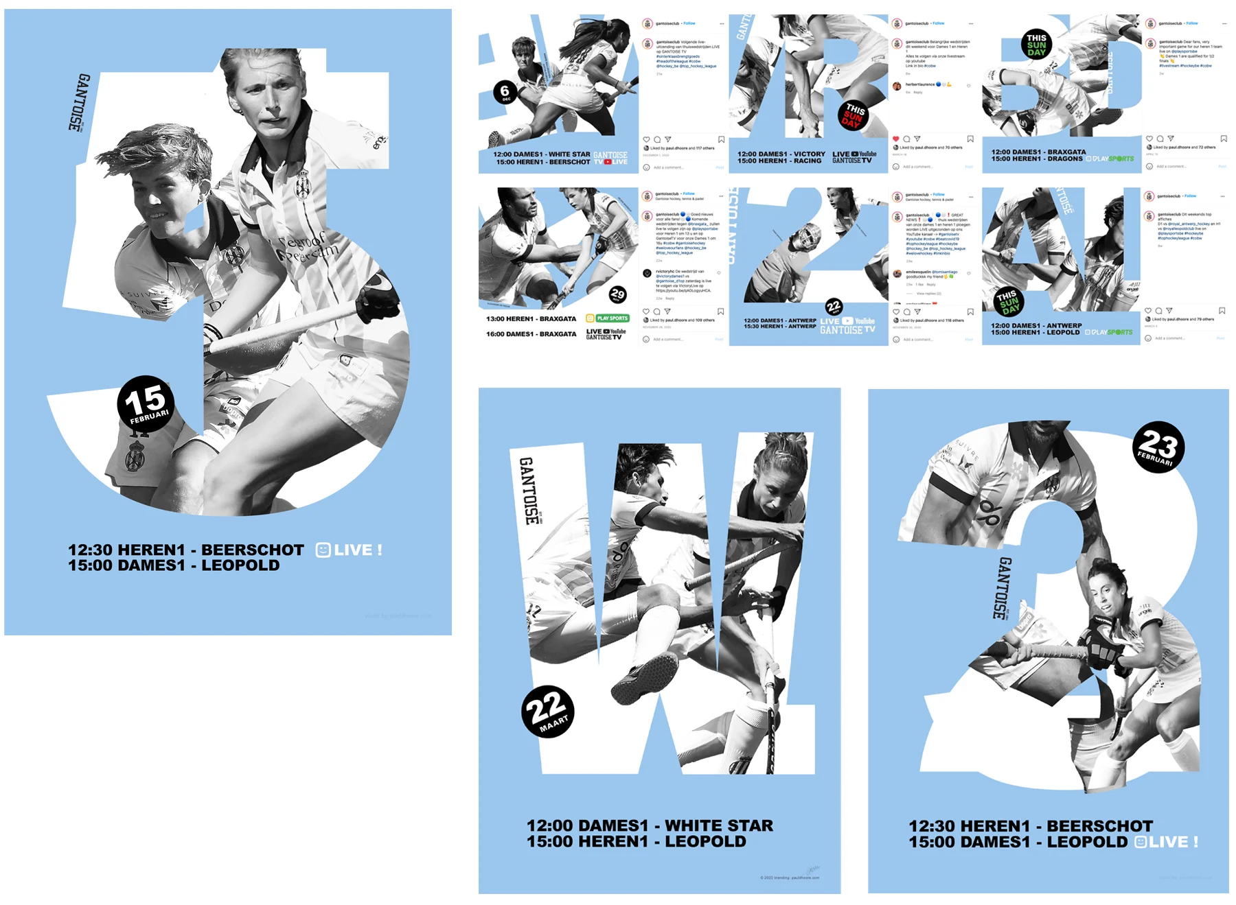 Dhover portfolio :: Gantoise posters eredivisie matches en instagram visuals